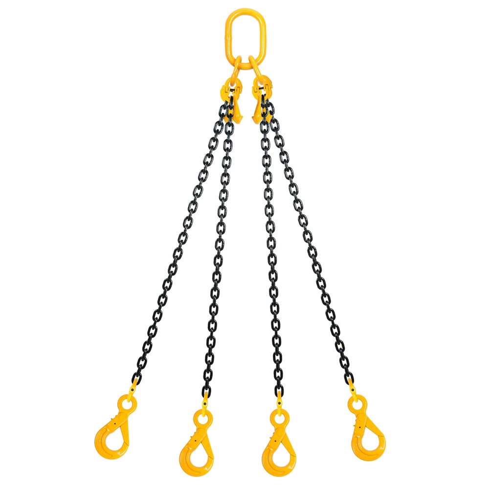 Chain sling 4-legs with safety hooks and grab hooks, grade 80 