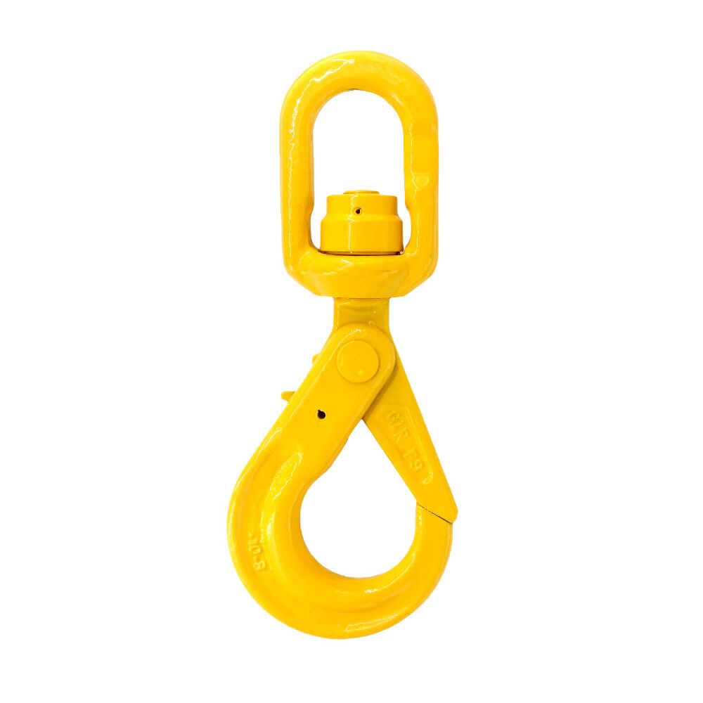 Eye self-locking hook with ball bearing swivel, grade 80 