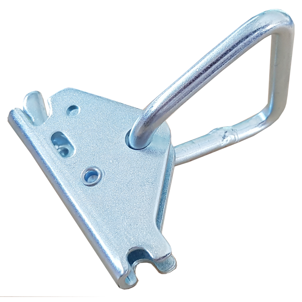 Latch connector with D-ring to universal tracks
