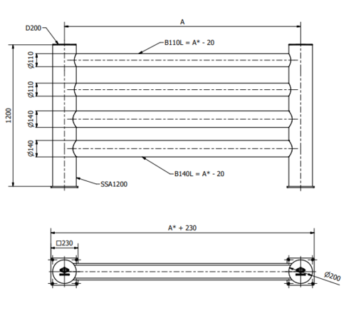 Flexible reinforced Barrier ARIES drawing 