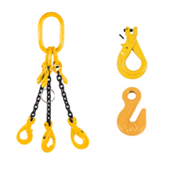 Chain Sling G80 3-leg with Safety Hooks and Grab Hooks