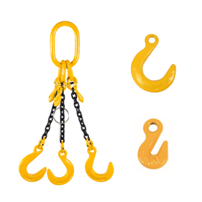 Chain Sling G80 3-leg with Foundry Hooks and Grab Hooks