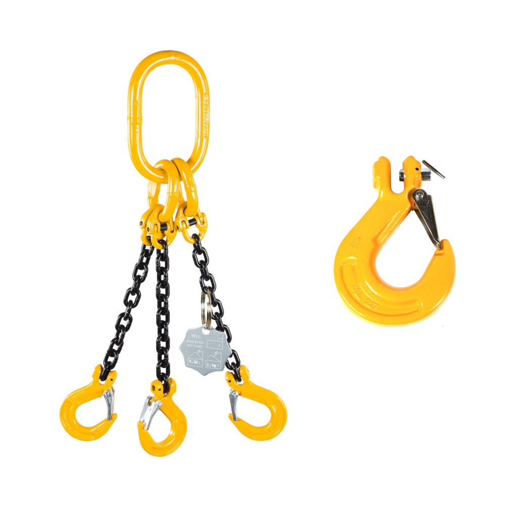 Chain sling G80 3-leg with sling hooks