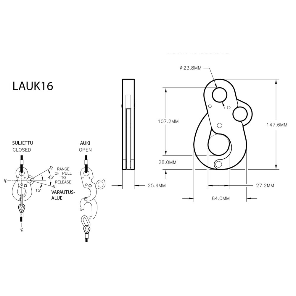 Hak samozwalniający ładunek LAUK