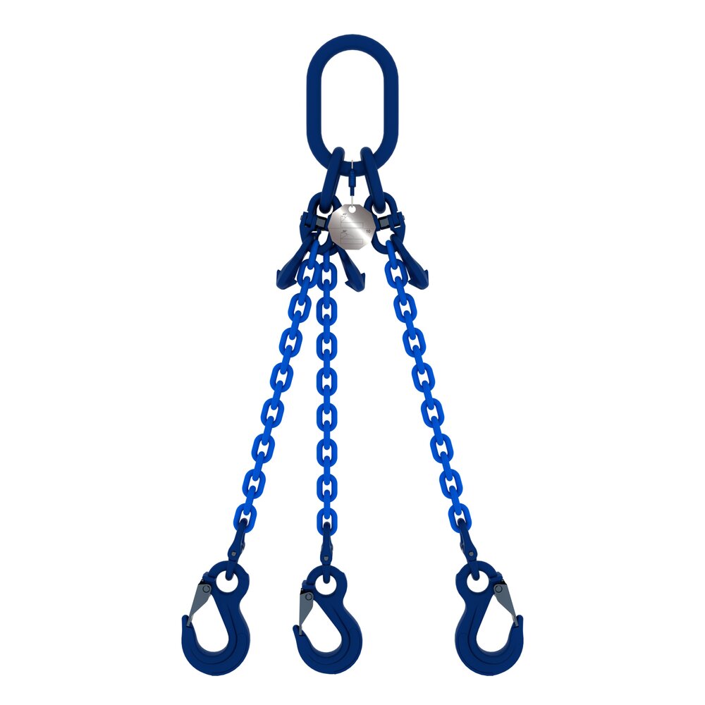 Chain sling 3-legs with latch hooks and grab hooks, grade 100