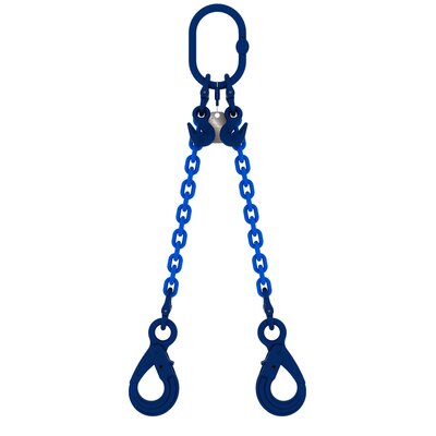 Chain sling 2-legs with safety hooks and grab hooks, grade 100