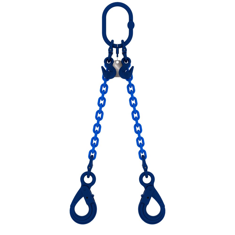 Chain sling 2-legs with safety hooks and grab hooks, grade 100
