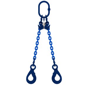 Chain sling 2-legs with safety hooks and grab hooks, grade 100