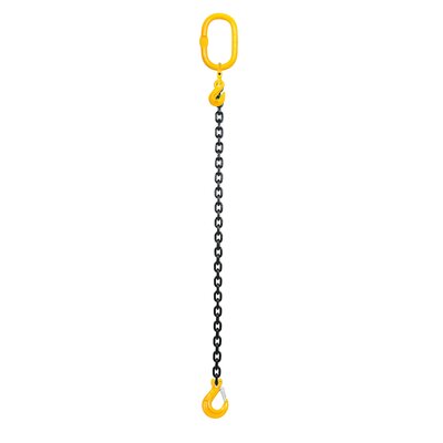 Chain sling 1-leg with latch hook and grab hook, grade 80