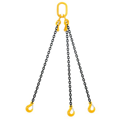 Chain sling 3-legs with latch hooks and grab hooks, grade 80
