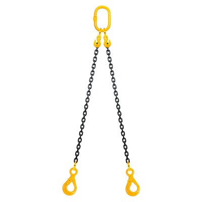 Chain sling 2-legs with safety hooks and grab hooks, grade 80