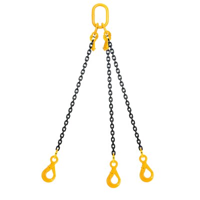 Chain sling 3-legs with safety hooks and grab hooks, grade 80