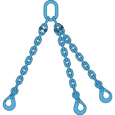 Chain sling 3-legs with safety hooks, grade 100 