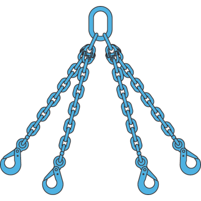 Chain sling 4-legs with safety hooks and grab hooks, grade 100 