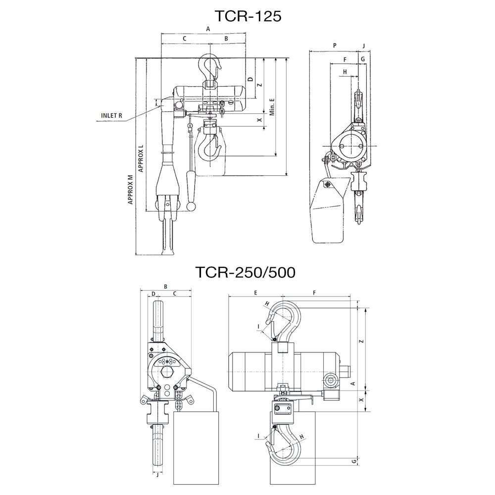 Druckluftkettenzug Red Rooster Mini TCR-125 / TCR-500